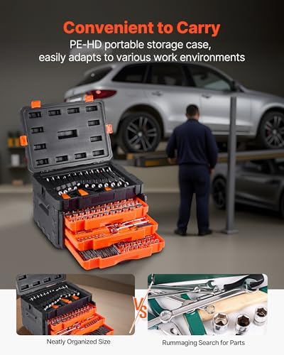 VEVOR Mechanics Tool Set and Socket Set, 450 PCS, 1/4" 3/8" 1/2" Drive - Image 5
