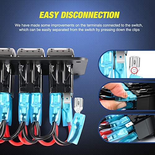 Nilight 5 Gang Rocker Switch Panel w/PD Type C and USB Socket Voltmeter
