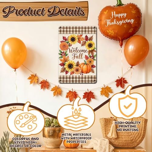 Fall Sign Vintage Thanksgiving Day Welcome Fall Decor 8x12Inch - Image 3