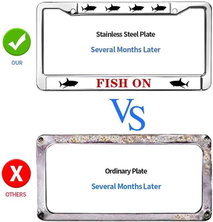 Fish On Christ License Plate Frame Religious Jesus Saves Two-Hole License Plate Frame Christ is King Weather-Proof License Plate Frame with Chrome Screw Caps