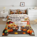 Homewish Happy Fall Y'all Comforter Set Twin Size Pumpkin Sunflower and Rabbit Bedding Set Rustic Farmhouse Wooden Door Quilt Set for Kids Boys Girls Room Decor Nature Animal Plants Duvet Insert 2Pcs by Homewish