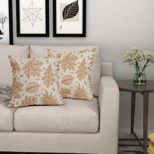 Fall Pillow Covers 24x24 Set of 2 Burnt Orange Maple Leaf Print Autumn Colored Harvest Decorative Outdoor Pillowcases Farmhouse Throw Cushion Case Decor for Home Couch Sofa Bed - Image 7