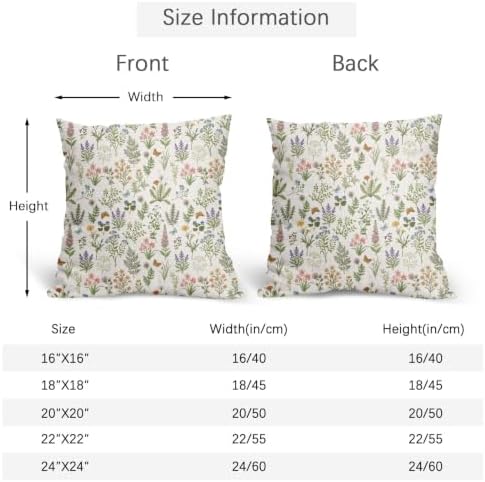 Spring Fern Plant Pillow Covers 18x18 Set of 2 Beige Green Botanical Nature Outdoor Throw Pillows Covers Wild Floral Farmhouse Decorative Farmhouse Cushion Case for Room Couch Sofa - Image 4