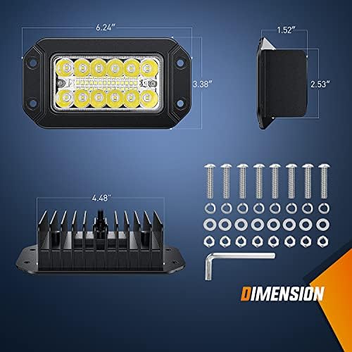 Nilight Flush Mount LED Light Pods 2PCS 6 Inch 39W Upgraded Spot Flood Combo Beam Driving Work Lighting Backup Reverse Grill Mount Lights for Offroad Truck Tractor SUV ATV UTV Golf Cart Boats