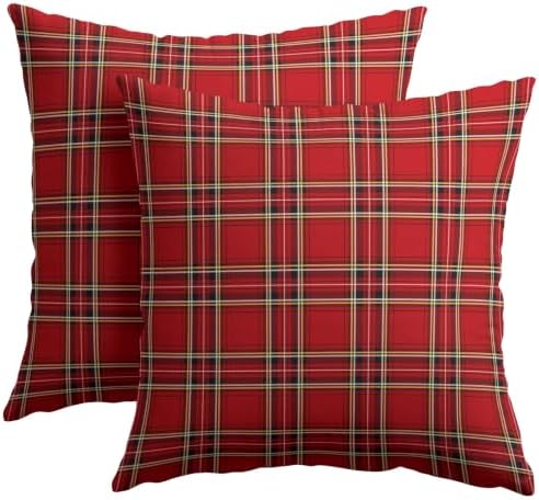Christmas Plaid Pillow Covers 24x24 Set of 2 Red Highly Absorbent by Unknown