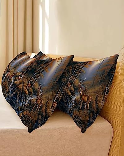 Pillow Covers 20x54 Inch - Body Deer Standing by a Stream Deep in The Forest Soft Brushed Microfiber Pillowcases with Hidden Zipper Closure Bed Pillow Shams for Bedroom Sofa Car - Image 4