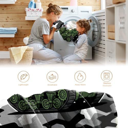 Camouflage Tank Throw Blanket, Gifts for Boys Teens Men Veterans, Soft Cozy Blanket for Couch Sofa Bed, Lightweight Warm Decor Throw for Living Room Bedroom, Dorm Travel Nap Blanket, 50"x60" - Image 6