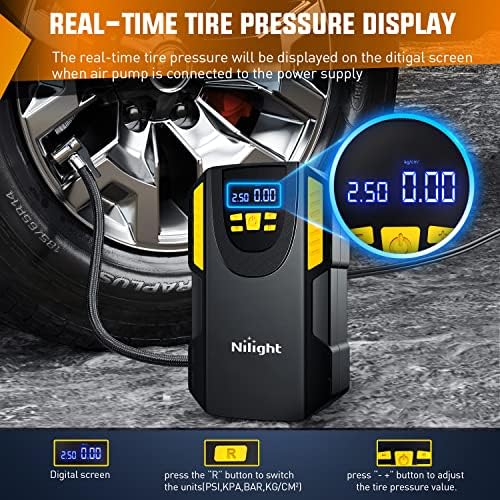 Nilight Digital Tire Inflator Portable Air Compressor w/Pressure Gauge