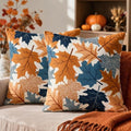 Fall Pillow Covers 20x20 Set of 2 Burnt Orange Blue Maple Leaf by Unknown