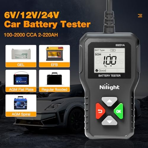 Nilight Car Battery Tester 6V/12V/24V Accurate Digital Auto Analyzer - Image 2
