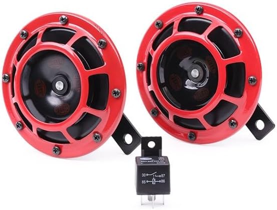 Hella Stark Sound – 109.23.37 – Red Set 12 V High/Low Frequency Hella Super Tone Horn Set B 133, 12 volt