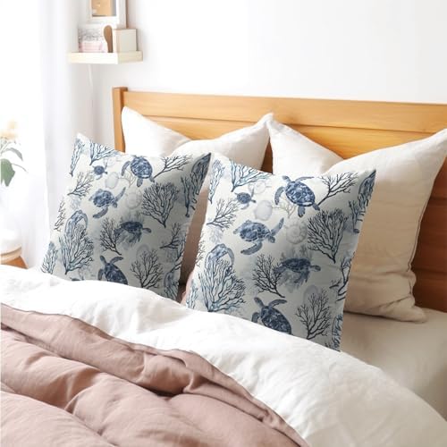 Summer Pillow Covers 20x20 Inch Set of 2, Sea Turtle Throw Pillow Covers Ocean Beach Pillowcase, Coral Starfish Decorative Seasonal Cushion Case Couch for Indoor Outdoor Home Decor - Image 7