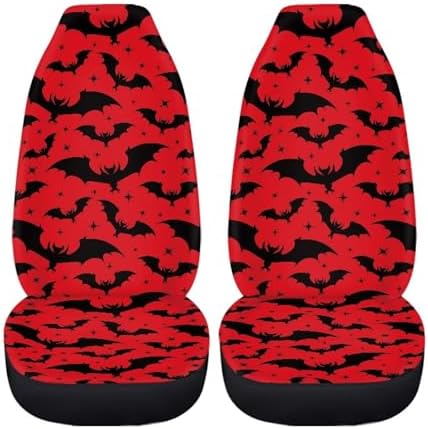 Halloween Bat Car Seat Covers Universal Front Car Seats Breathable Anti-Slip Back Fabric Removable Automotive Accessories Suitable for Cars, SUV and Trucks