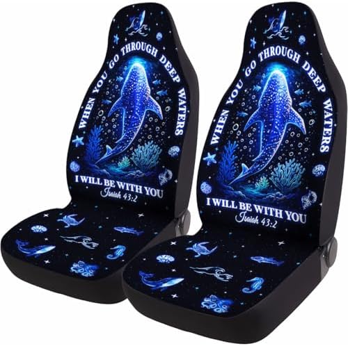 GENANY Bible Verse Car Seat Covers, 2-Piece Front Seat Set