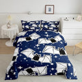 Feelyou Halloween Bedding Set for Girls Boys Kids Toddler Size Black Bats Animal Print Silhouette Comforter Cover Room Decor Happy Holiday Cute Star Print Luxury Duvet Cover Blue Quilt Set by Feelyou