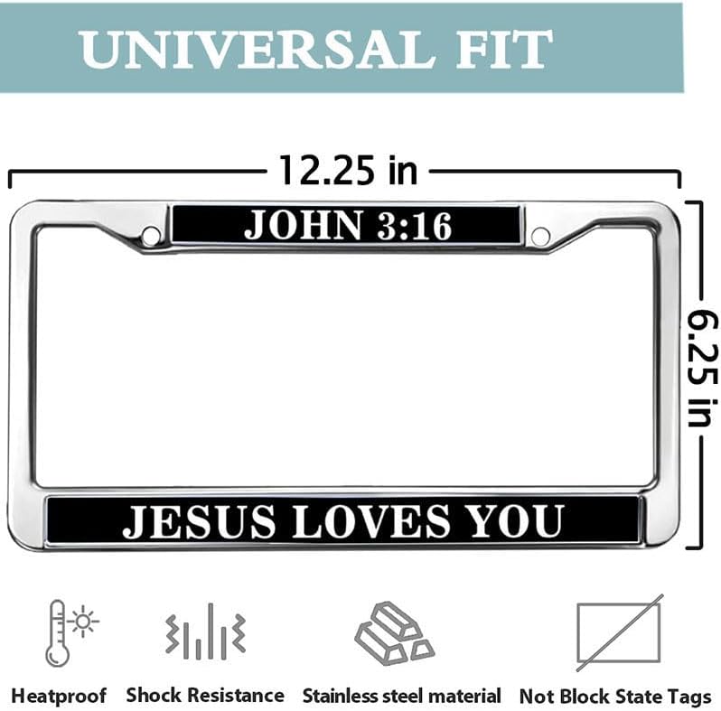 John 3:16 Jesus Loves You License Plate Frame 2 Holes God Christian Bible Personalized Gift Licence Plate Frame