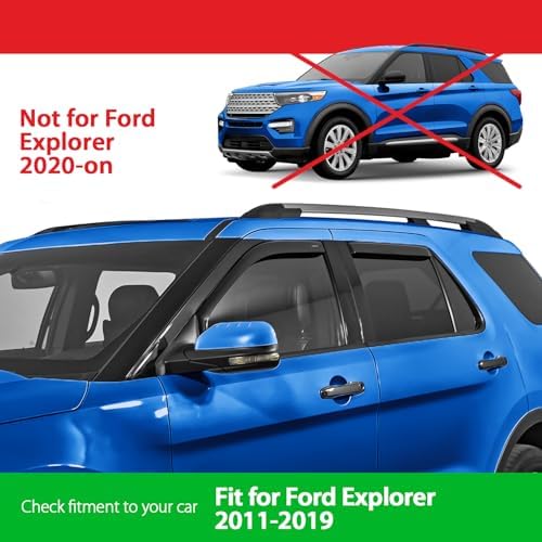 Goodyear Shatterproof in-Channel Window Deflectors for Ford Explorer 2011-2019, Rain Guards, Window Visors for Cars, Vent Deflector, Car Accessories, 4 pcs - GY003435LP