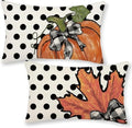 Fall Pillow Covers 12x20 Set of 2 Pumpkin Maple Leaves and Polka Dot Fall Decor Pillowcase Autumn Thanksgiving Decorative Outdoor Throw Pillow Covers Linen Farmhouse Cushion Case for Sofa Home by Gohdiwh