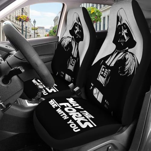 GENANY Dark Space Figure Car Seat Covers, 2-Piece Front Seat Set