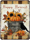 Thanksgiving Day Vintage Tin Sign Happy Harvest Metal Wall Art for Entryway Hotel Studio Fram Living Room 12x16Inch by Unknown