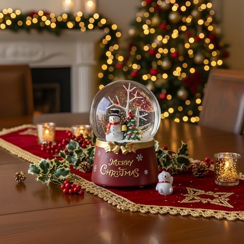 Christmas Snow Globe Lantern Water Glittering Snowman Crown with Music & Timer, USB Lined/Battery Operated Lighted Water Lantern for Christmas Festival Decoration Gifts - Image 5