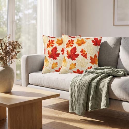 Fall Leaf Throw Pillow Covers 18x18 Set of 2, Thanksgiving Cushion Covers - Image 6