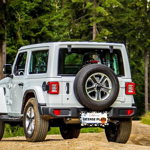 2 Pack Daisy Flower License Plate Frame Stainless Steel 6.3 X 12.2 Inch