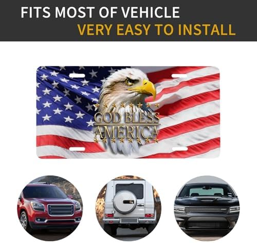 God Bless Front License Plate 6" * 12" for Women American Flag