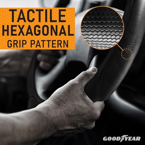 Goodyear 18" Semi Truck Steering Wheel Cover Non Slip Grip, Comfortable, Heavy-Duty Protection, Compatible with Freightliner, Bus, Trucks