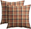 Christmas Plaid Pillow Covers 18x18 Set of 2 Burnt Orange Highly Absorbent by Unknown