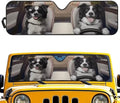 Renewold Automotive Windshield Sunshade for Jeep Wrangler JK JKU JL JLU 1997-2023 2/4 Door Gladiator JT Car Front Window Sun Visor Funny Border Collie Driving Blocks Sun UV Rays Sun Shade Cover Shield