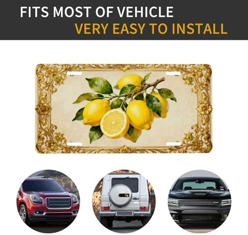 Lemon Golden Retro Floral Front License Plate 6" * 12" for Women