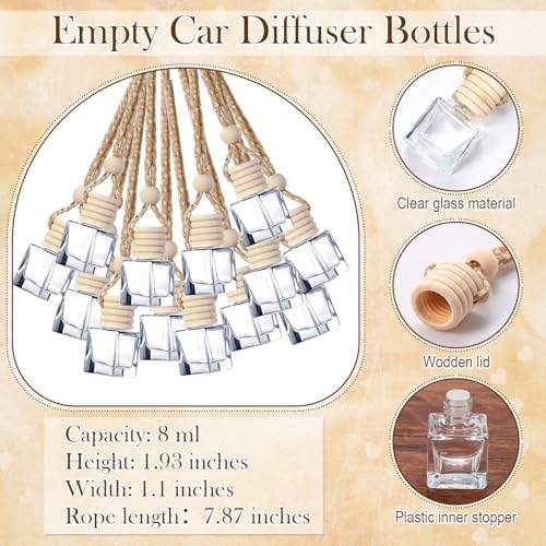 Boao 50Set Hanging Car Freshener Diffuser Bottle, White Card, Cube