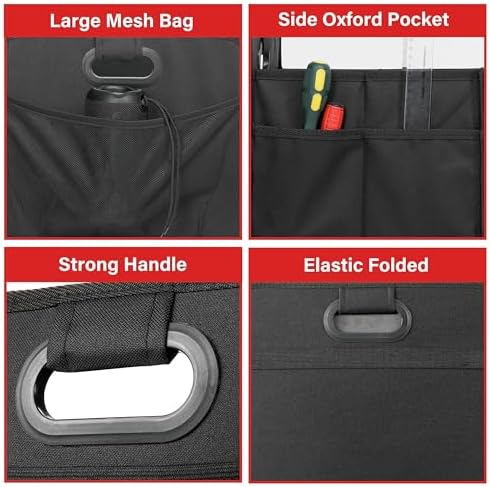 Simple Deluxe 2 Compartments Trunk Organizer for Car/SUV, Collapsible 600D Waterproof Oxford Polyester 50L Storage Box, Anti-slip & Leak-proof, Multipurpose Travel Accessories, Black - Image 5