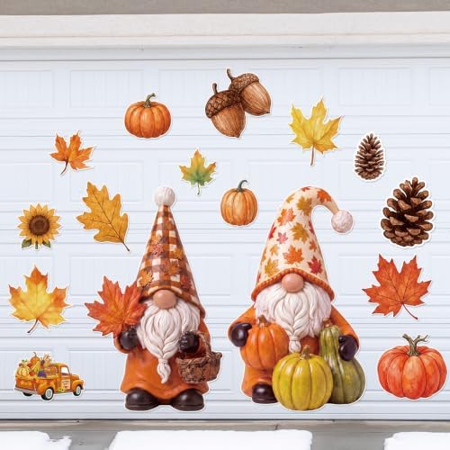 Flutesan 16 Pcs Fall Gnome Garage Door Magnets, 26" Pumpkin Maple Leaf by Flutesan