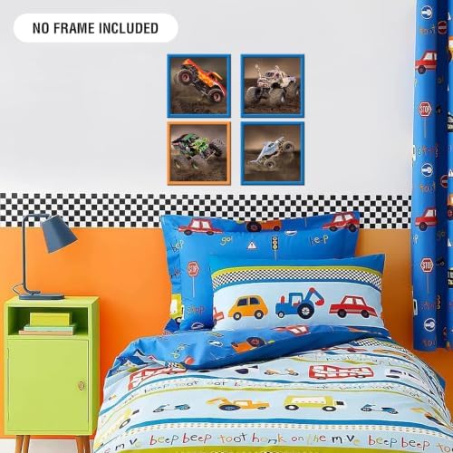 CSLGQGV Car Poster Vintage Racing Car Wall Art Supercar Canvas Prints Painting For Men Room Pictures Guys Dorm Room Aesthetics Decor Bedroom Office (Unframed,8×8inch,4pcs) Devil Truck - Image 5