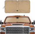 Windshield Sun Shade for GMC Sierra 3500 2015-2019, Foldable Front Window Sunshade, UV Heat Blocker, Interior Protection Sun Shield, Keeps Truck Cab Cool, Heavy-Duty Truck Accessory - Beige