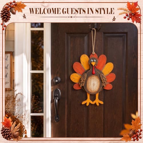 Yalikop Thanksgiving Door Sign 3D Wooden Turkey Decoration - Image 4
