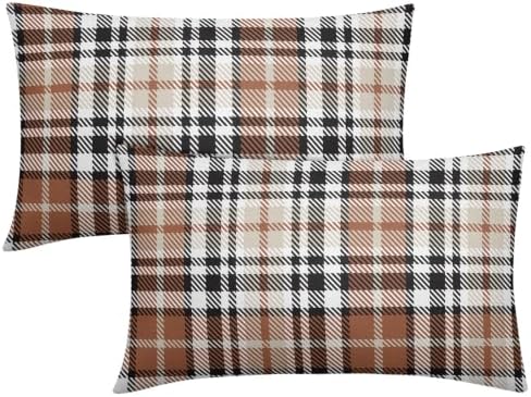 Christmas Plaid Lumber Pillow Covers 12x20 Set of 2 Brown Highly Absorbent by Unknown