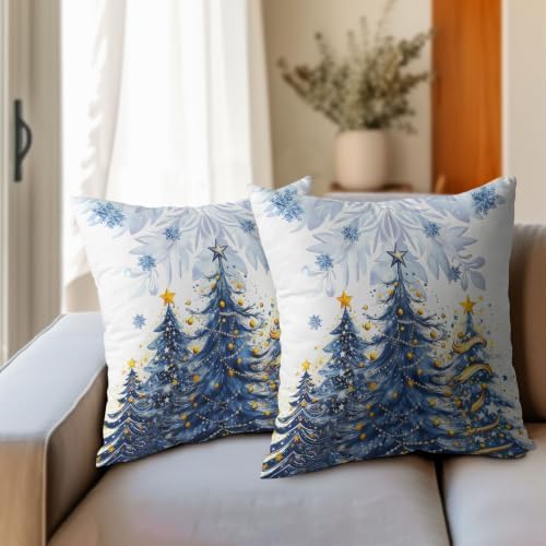 Christmas Tree Throw Pillow Covers 24x24 Set of 2 Winter Snowflake - Image 4