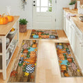 U'Artlines Fall Pumpkin Kitchen Rugs with Runner Sets 3 Piece,Washable by UArtlines