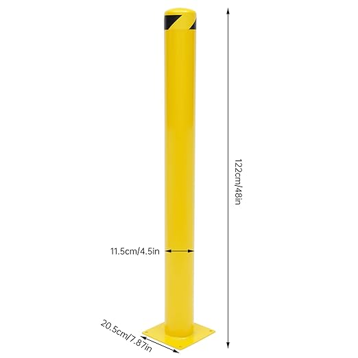 Safety Bollard Post 48'' Height Bollard Post Yellow Steel Pipe Parking Barrier - Image 2