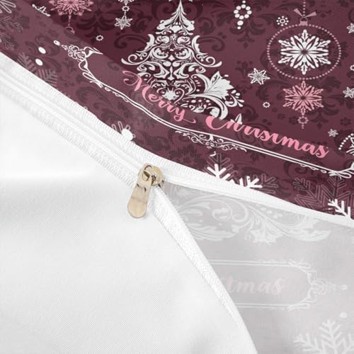 Christmas Tree Kids Duvet Cover Set Full Size,Merry Christmas Holiday Western Bedding Set,Girls Boys Adults Room Decor,Snowflake Paisley Boho Comforter Cover,Purple Retro Quilt Cover,2 Pillowcases - Image 6