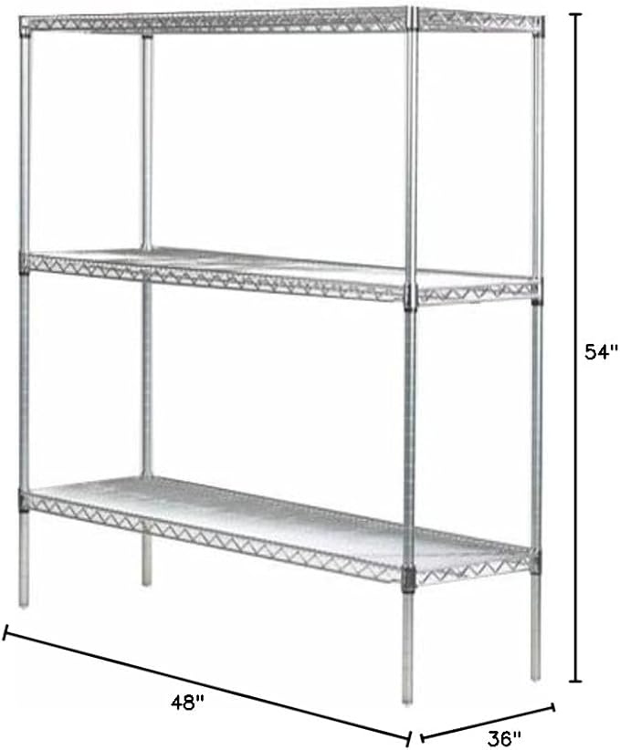 Omega 36" Deep x 48" Wide x 54" High 3 Tier Chrome Starter Shelving Unit - Image 2