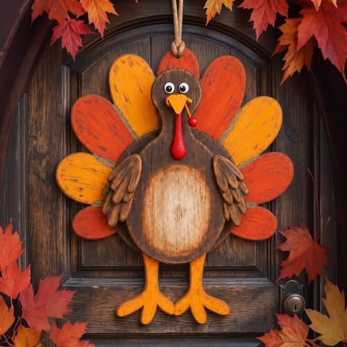 Yalikop Thanksgiving Door Sign 3D Wooden Turkey Decoration by Yalikop