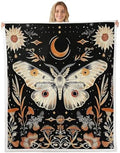 Butterfly Moth Sherpa Blanket Floral Sunflower Mushrooms Throw Blanket Bedroom Living Room Soft Cozy Galaxy Starry Sky Blankets Decor for Bed Couch Sofa Black Orange Flannel Blankets 90"x90" by CastleFairy