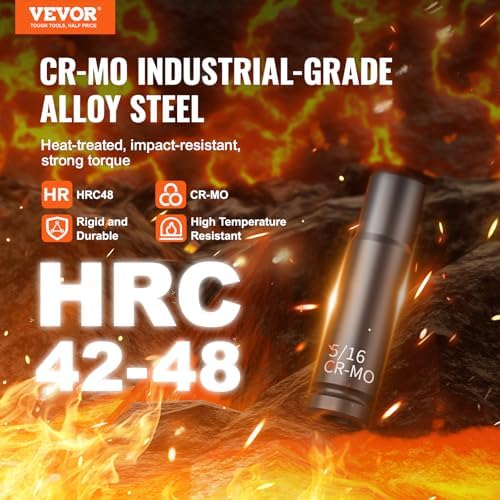 VEVOR Drive Impact Socket Set 1/4" - 48 Piece Deep & Shallow Socket Set SAE 3/16"-9/16" and Metric 4-15mm - 6 Point Cr-Mo Alloy Steel for Auto Repair - Easy-to-Read Size Markings Storage Case - Image 2