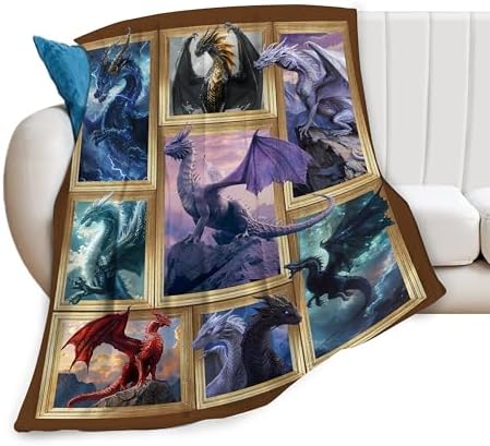 Dragon Blanket Dragon Throw Blanket Soft Fleece Flannel Bedding Dragons Gifts for Men Boys Women Girls Lovers Adults Stuff Plush for Couch Sofa Bed Room Decor 50"X60" by Unknown
