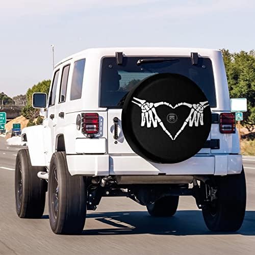 Delerain Spare Tire Cover with Backup Camera Hole White Hand Bone Skull Wheel Covers Waterproof Dust-Proof UV Sun Universal Fit for Trailer RV SUV Truck (17 Inch for Diameter 31"-33") - Image 2