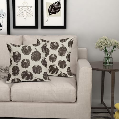 Dark Brown Pumpkin Fall Pillow Covers 16x16 Set of 2 Autumn Harvest Print Thanksgiving Decorative Throw Pillows Outdoor Farmhouse Cushion Case Seasonal Decor for Couch Sofa Bed - Image 7